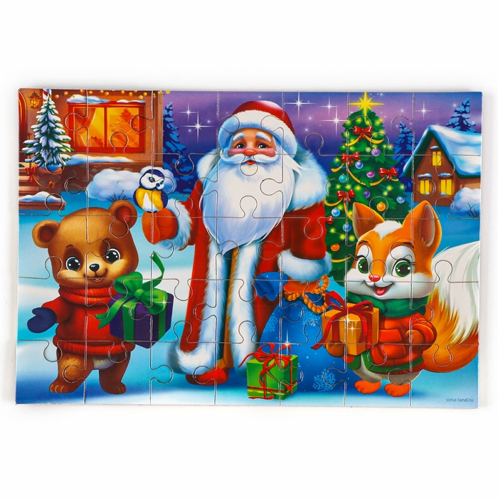Пазл для детей магнитный деревянный &laquo;Новый год! Звери&raquo;, 21 х 15 см