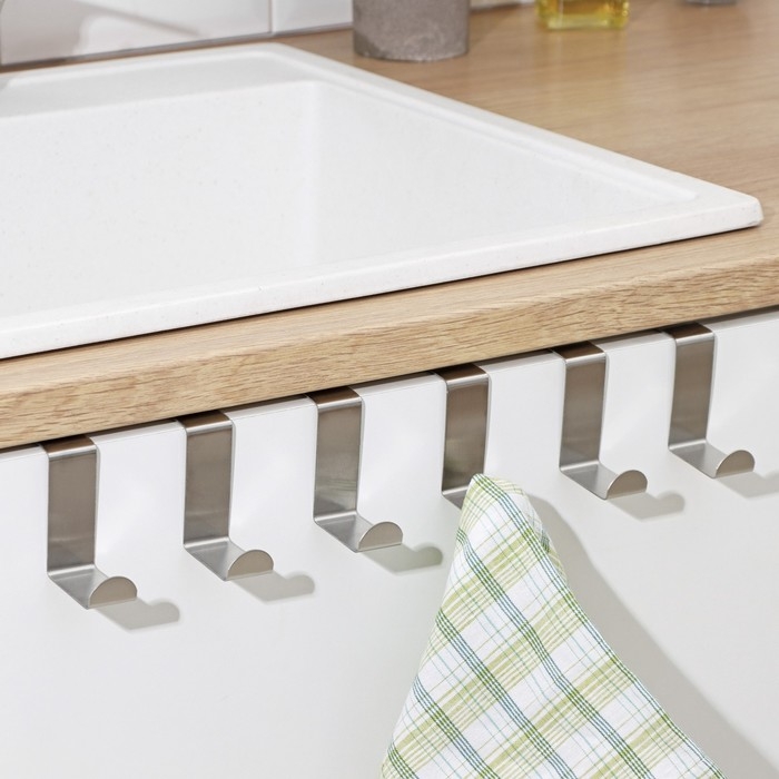 Крючки на дверь металлические Доляна &laquo;Минимализм&raquo;, 6 шт, цвет серебристый