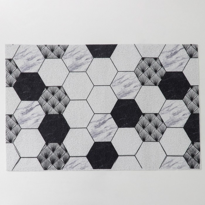 Коврик придверный грязезащитный Доляна &laquo;Мрамор&raquo;, вырезной, 80&times;120 см, цвет серый