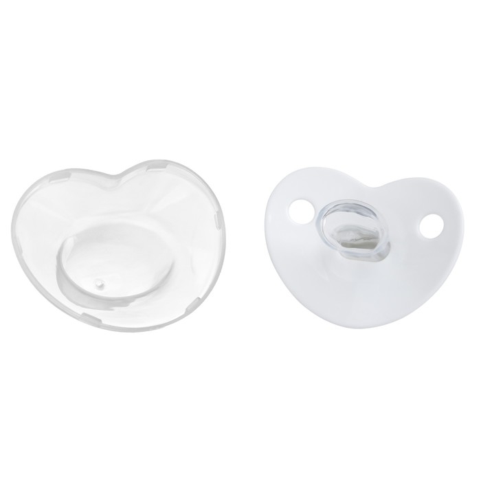 Соска - пустышка силиконовая ортодонтическая &laquo;Я люблю маму&raquo;, от 12 мес., с колпачком, цвет белый/серебро, стразы