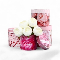 Набор шляпных коробок для цветов 4 в 1, упаковка подарочная, &laquo;Цветы&raquo;, 20 х 17,5 - 16 х 14 см