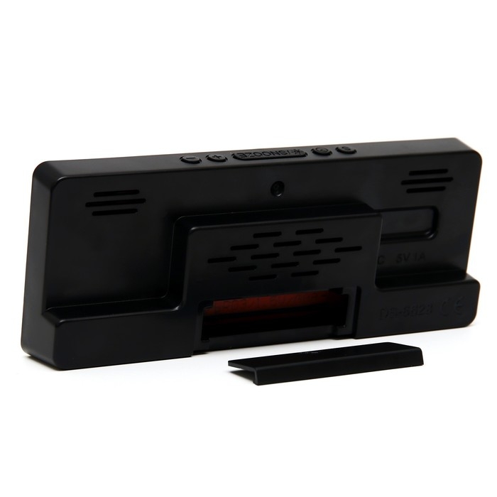 Часы настольные электронные: будильник, термометр, календарь, USB, 15х6.3 см, синие цифры