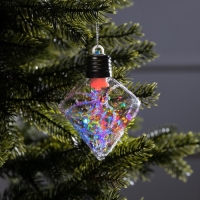 Ёлочный шар &laquo;Морозный кристалл&raquo;, батарейки, 1 LED, свечение тёплое белое