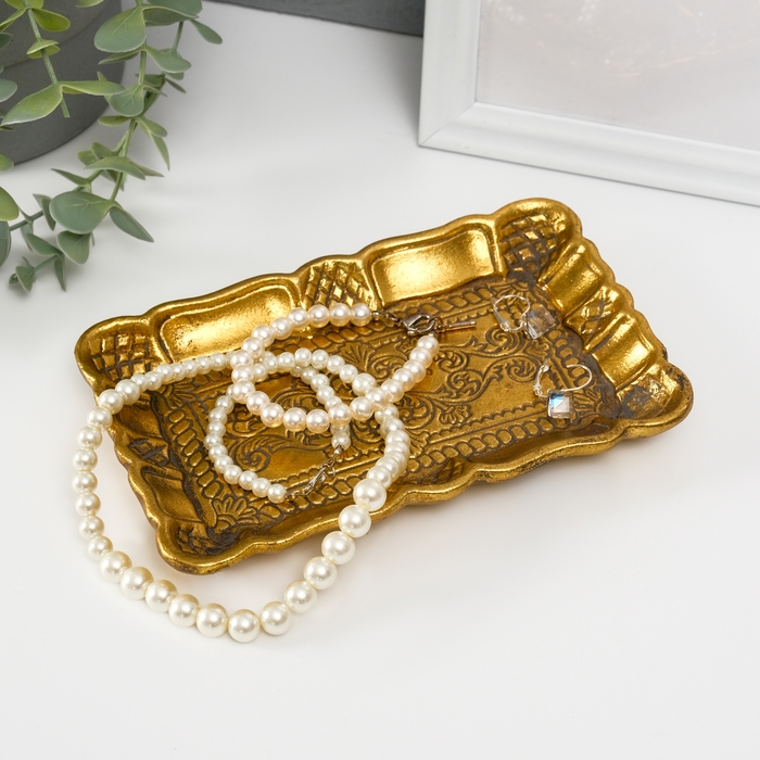 Подставка интерьерная полистоун Подставка интерьерная полистоун "Барокко" золото 18х11х2 см