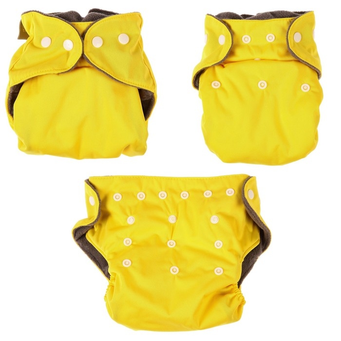 Многоразовый подгузник, 3-15 кг, угольно-бамбуковая ткань, цвет желтый, Крошка Я Многоразовый подгузник, 3-15 кг, угольно-бамбуковая ткань, цвет желтый, Крошка Я