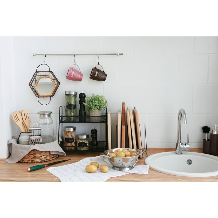 Дуршлаг из нержавеющей стали Доляна &laquo;Индия&raquo;, 1,6 л, d=22 см, на ножке, две ручки