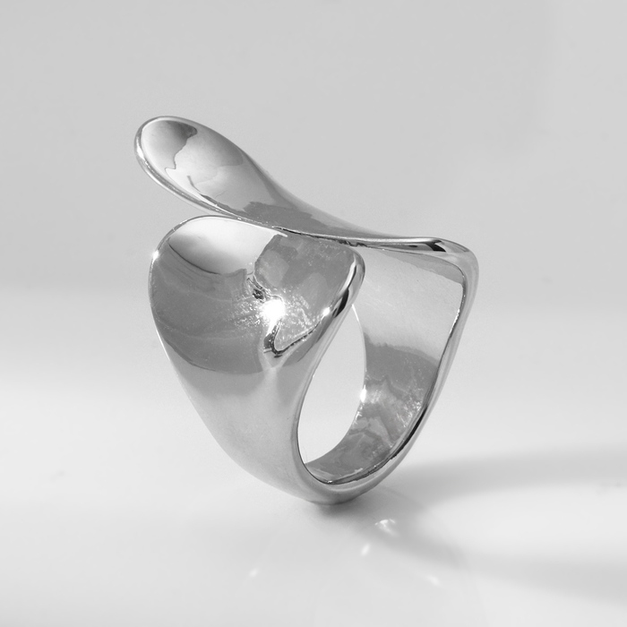 Кольцо металл &laquo;Тренд&raquo; два лепестка, цвет серебро, размер 17