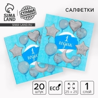 Салфетки бумажные &laquo;1 годик&raquo;, малыш, 25х25 см, набор 20 шт.