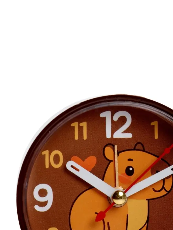 Будильник "Капибара", плавный ход, d=8 см, корпус коричневый