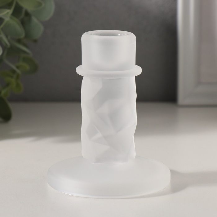 Подсвечник стекло на 1 свечу Подсвечник стекло на 1 свечу "Лёд" прозрачный d=2 см 8х8х10 см