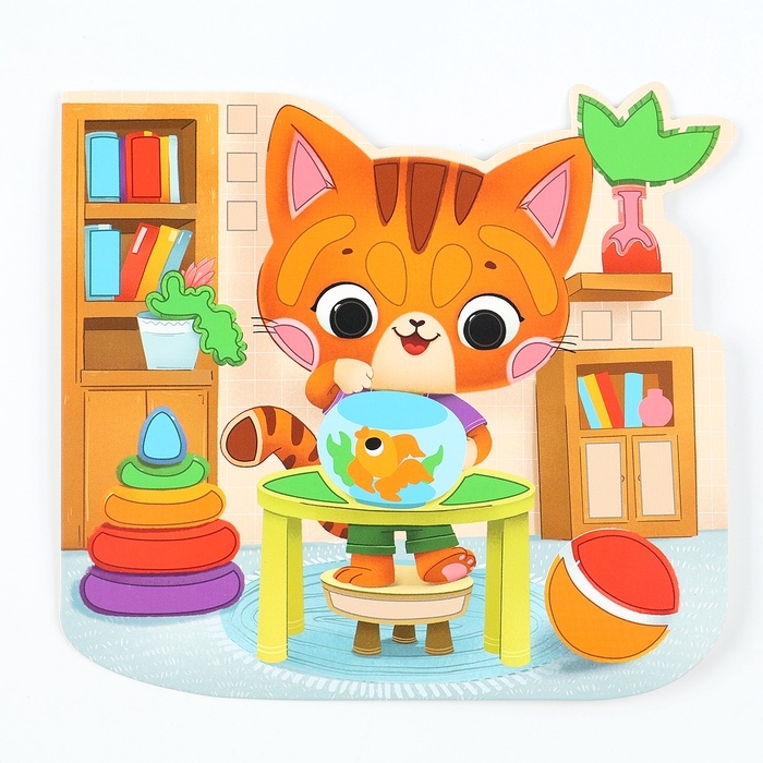 Аппликация стикерами форменная на магните &laquo;Рыжий котик&raquo;, набор для творчества, стикерная мозаика