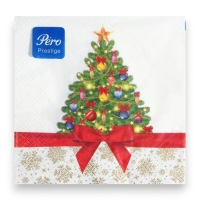 Новогодние салфетки бумажные Pero Prestige &laquo;Праздничная ель&raquo;, 3 слоя, 33х33, 20 шт.