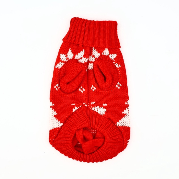 Одежда для собак. Свитер вязаный с орнаментом «Новогодний», красный, размер S Одежда для собак. Свитер вязаный с орнаментом «Новогодний», красный, размер S