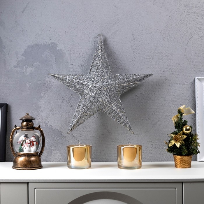 Светодиодная фигура &laquo;Серебристая звезда&raquo; 40 см, металл, батарейки ААх2 (не в комплекте), свечение белое
