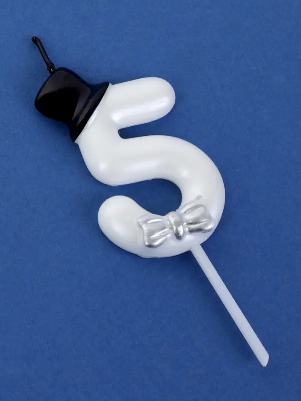 Свеча для торта &laquo;Джентельмен&raquo;, цифра 5, белая