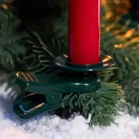 Светодиодные &laquo;Свечи на прищепках красные&raquo; 11 см, набор 10 шт, 10 LED, от батареек ААх10, пульт, свечение тёплое белое