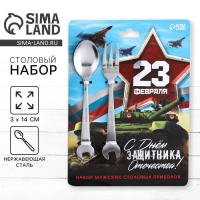 Набор столовых приборов: ложка и вилка &laquo;С Днём защитника Отечества!&raquo;.