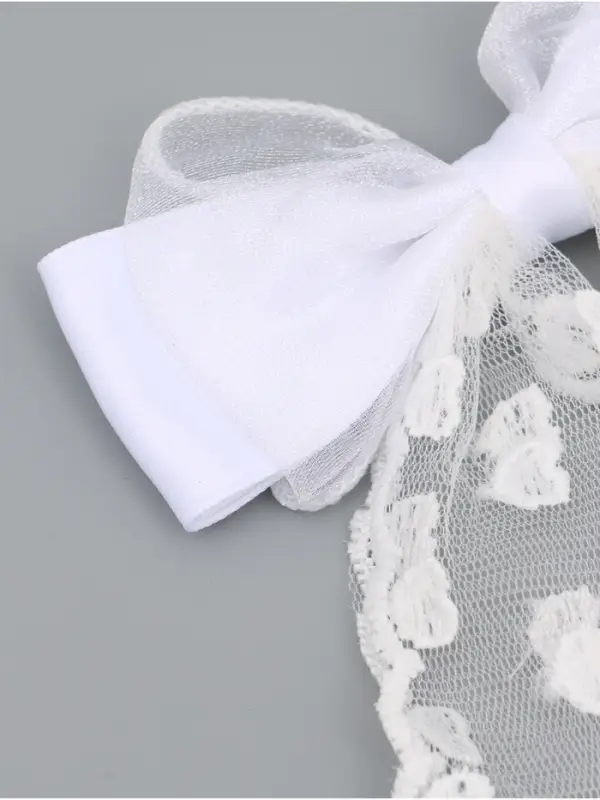 Бант для волос на заколке с лентами &laquo;Сердечки&raquo;, белый, Принцессы