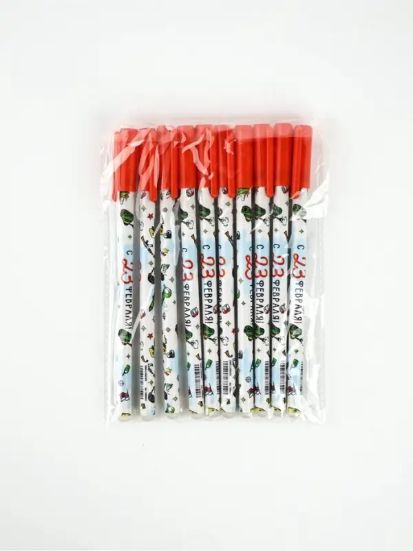 Ручка пластик пиши-стирай с колпачком "С 23 февраля!", синяя паста, гелевая 0,5 мм