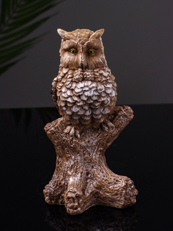 Статуэтка "Филин на ветке" 14 см, цвет коричневый