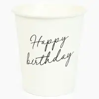Стакан одноразовый бумажный &laquo;Happy Birthday&raquo;, белый 250 мл