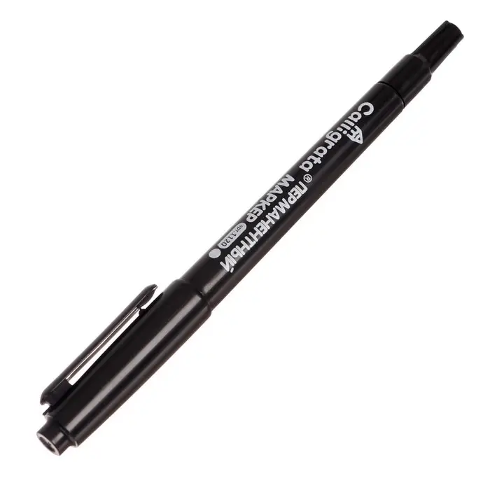 Маркер перманентный Calligrata, двухсторонний, круглый, 2 мм/0.7 мм, чёрный