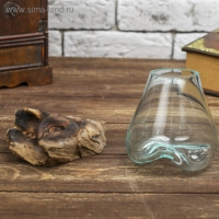 Вазон стекло на дереве "Низкая подставка" 13х13х15 см