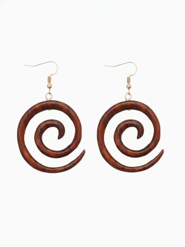 Серьги " Спираль" дерево соно