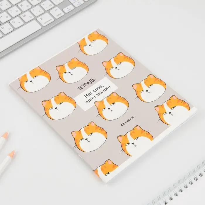 Тетрадь в клетку, 48 л., А5, на скрепке, блок №1 &laquo;Котики приколы&raquo; МИКС