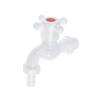 Кран водоразборный со штуцером ZEIN Z2190, 1/2",с крестовой ручкой,PP,шаровой механизм,белый Кран водоразборный со штуцером ZEIN Z2190, 1/2",с крестовой ручкой,PP,шаровой механизм,белый