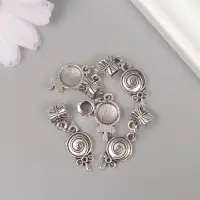 Бейл с подвеской металл для творчества "Конфета на палочке" серебро 2,7х1 см