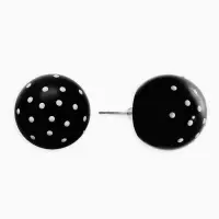 Серьги "Бусина" d=2см, в крапинку, цвет чёрный