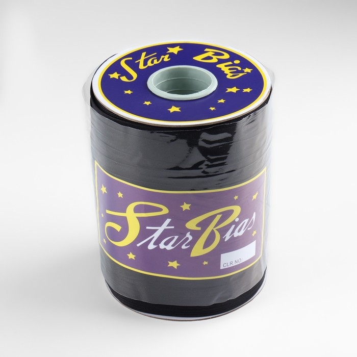 Косая бейка, атласная, 15 мм &times; 132 &plusmn; 1 м, цвет чёрный №9208