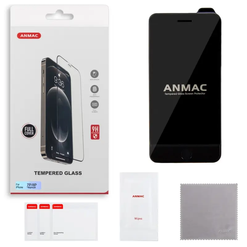 Защитное стекло iPh 7/8 Plus Full Cover ANMAC черное Арт.1137111