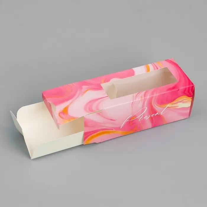 Коробка для макарун, кондитерская упаковка &laquo;Мрамор&raquo;, 12 х 5.5 х 5.5 см