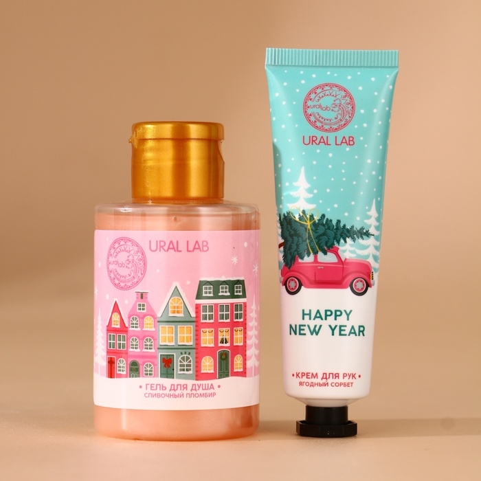 URAL LAB Набор "С Новым Годом", гель для душа 100 мл, крем для рук 30 мл, пилочка