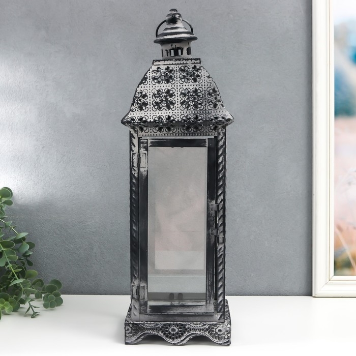 Подсвечник металл фонарь "Цветы из бабочек" 45х14,5х14,5 см