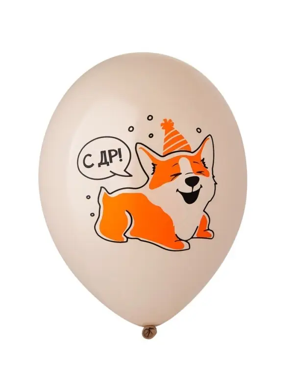Воздушный шар латексный 14" &laquo;С днём рождения. Корги&raquo;, 50 шт.