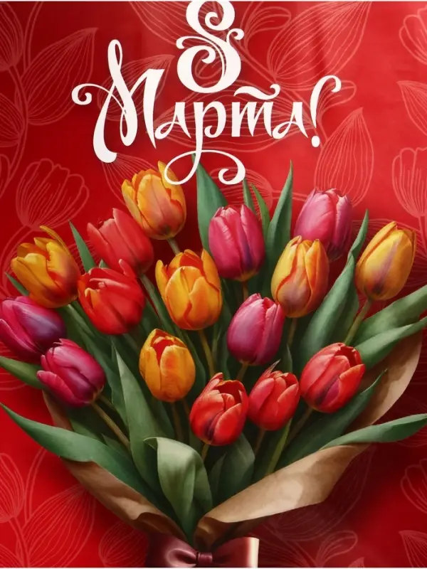 Пакет подарочный крафт, &laquo;8 Марта&raquo;, 21&times;11&times;27 см