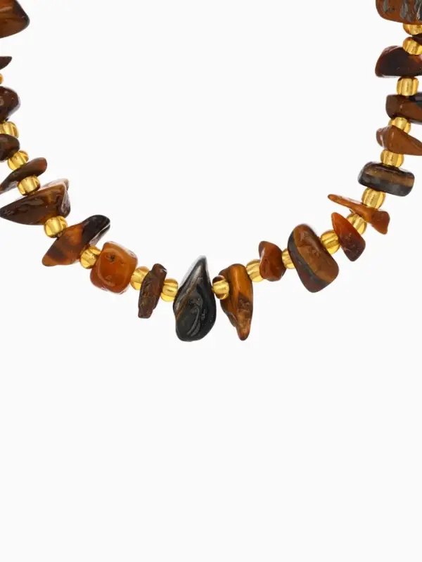 Браслет, длина 16 см, цв. коричневый, золотой