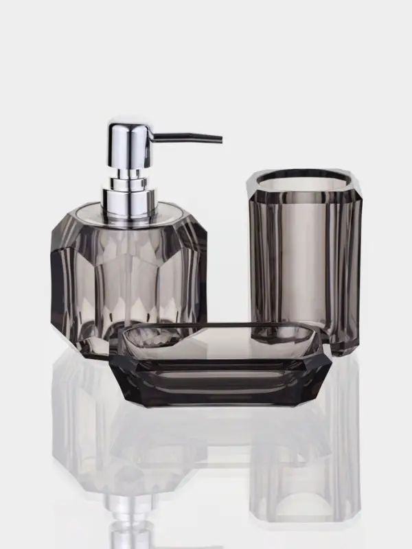Набор для ванной "Блэк" 3 предмета (дозатор, стакан, мыльница)