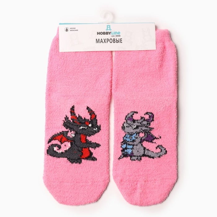 Носки женские махровые &laquo;Семья драконов&raquo;, цвет розовый, размер 36-40