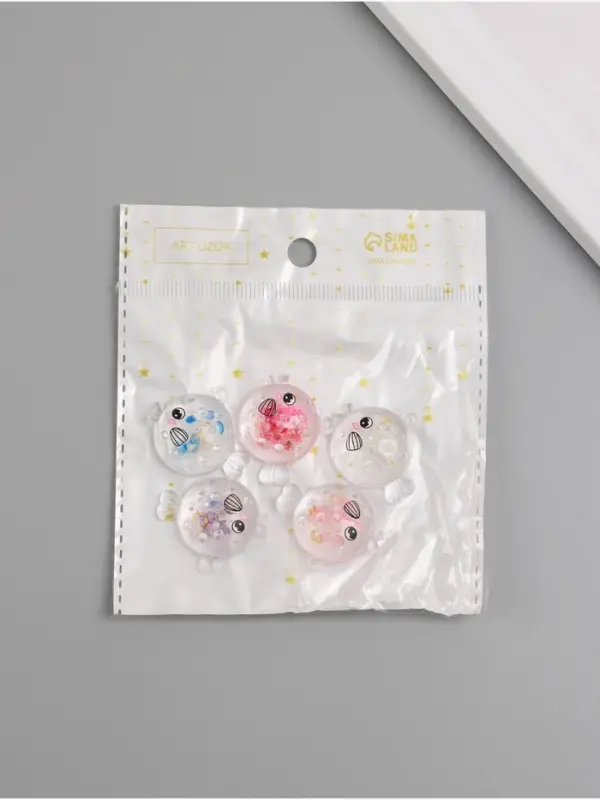 Подвеска для творчества акрил "Рыбка" с глиттером светится в темноте МИКС 2,6х3,1х1 см