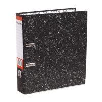 Папка-регистратор 50 мм, А4, Calligrata, эконом мрамор, нижний металлический кант, черная
