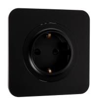 Розетка одноместная, серия "Circular", 16 А, скрытая, с з/к, черная Розетка одноместная, серия "Circular", 16 А, скрытая, с з/к, черная