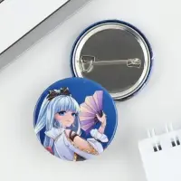 Значок закатной аниме &laquo;Девушка с веером&raquo;, d = 3,8 см