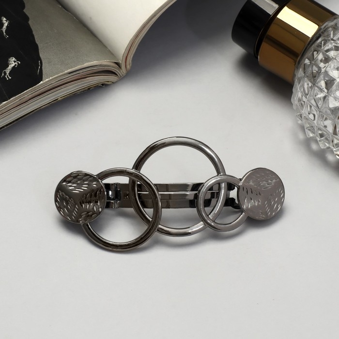 Заколка-автомат для волос &laquo;Либерти&raquo; круги, 7.5 см, серебро