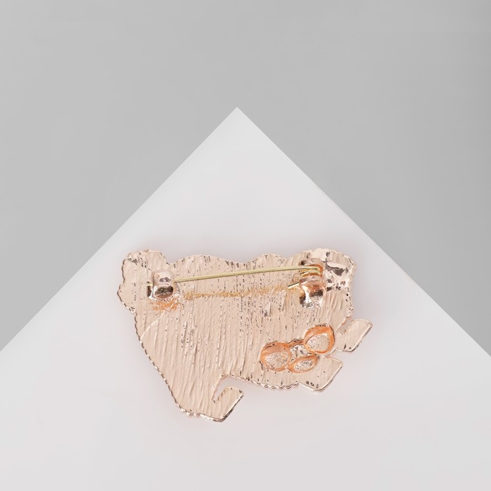 Брошь &laquo;Щенок&raquo;, цвет чёрно-белый в розовом золоте