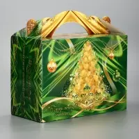 Подарочная новогодняя коробка &laquo;Праздничный шелк&raquo; в зеленом, 25&times;12&times;24 см