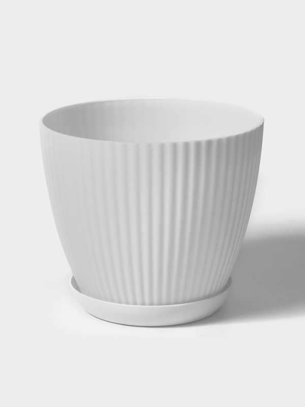 Горшок круглый Горшок круглый "Ribbed" 15х15х13 см, цвет белый